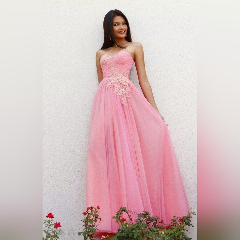 Sherri Hill Pink Tulle Princess Prom Formal Dress